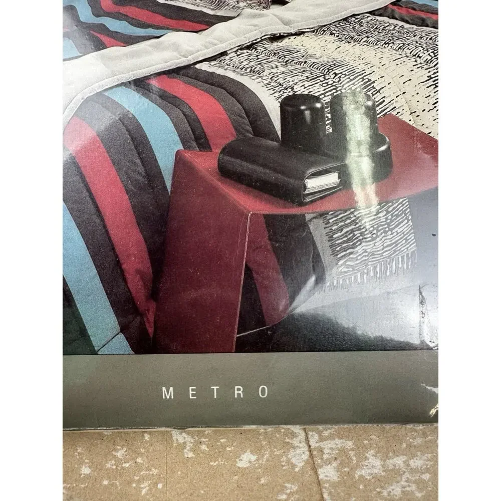 Vintage Martex Metro Full Flat Sheet NOS Sealed Black White No-Iron Percale